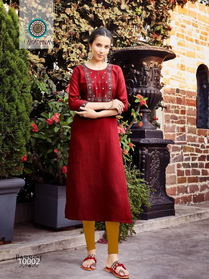 Parrot Vol 10 By Aaradhna Embroidery Kurti Catalog
